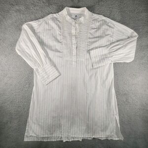 Thomas Mason For‎ J Crew Tunic Shirt Dress Size M White Striped Button Old Money